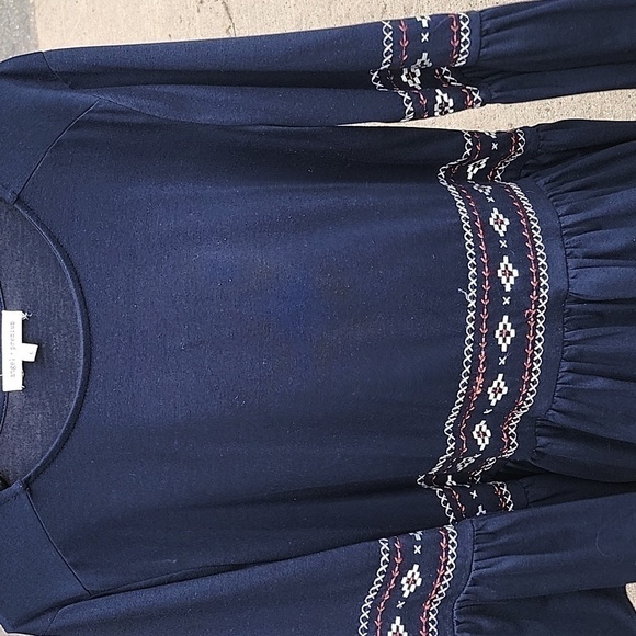 Angel + Premium Bell Sleeve Aztek Embroidery Long Slv Sz. L Blouse Tunic - Picture 3 of 9